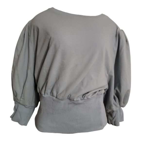 Sugarlips Tops - Sugar Light Blue Balloon 3/4 Sleeve Cropped Sweatshirt